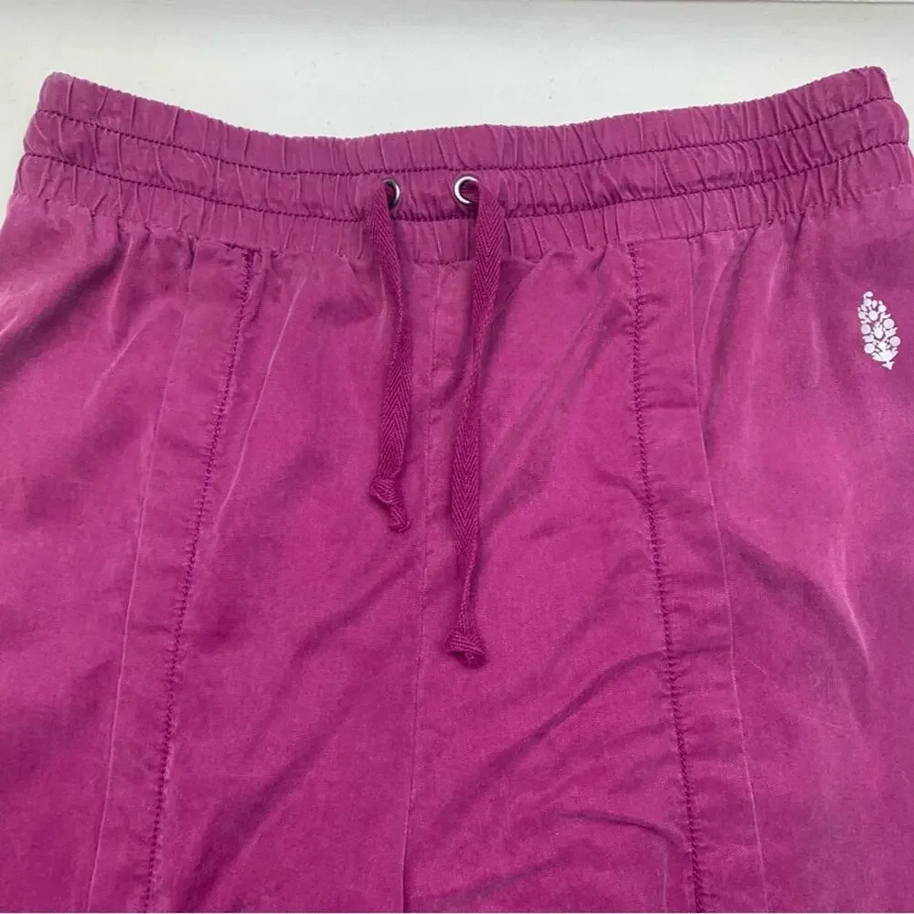 Free People movement size small abs tracker slouchy wide leg pants Pink split